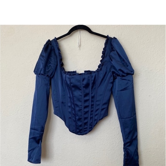 HOUSE OF CB 'Dana' Navy Puff‎ Sleeve Corset NWOT size S - Picture 7 of 8